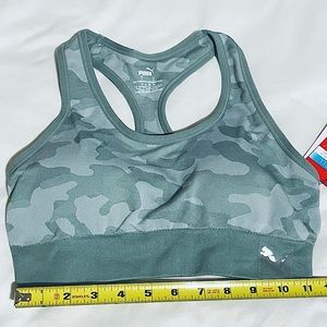 Puma Green Camouflage Sports Bra Gym Workout Pullover Camo Drycell technology